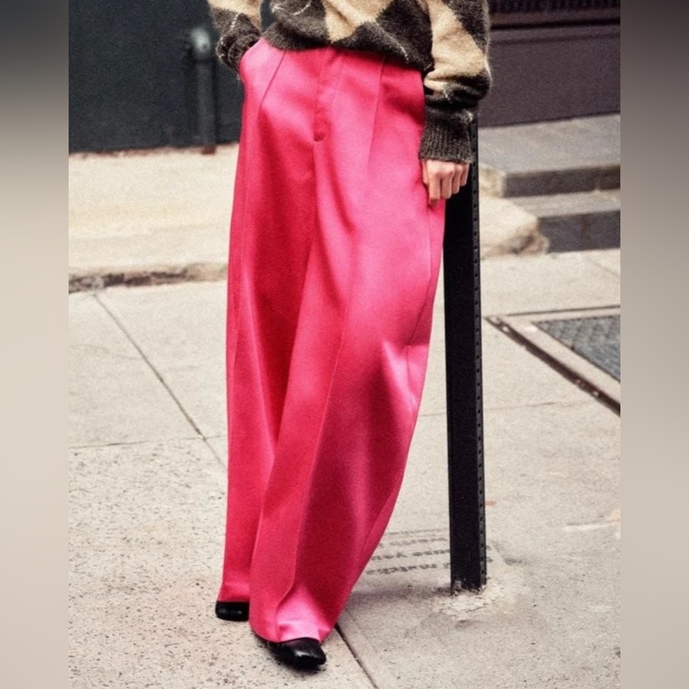 ZARA SATIN EFFECT BALLOON PANTS - Picture 2 of 10